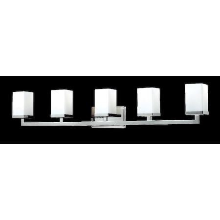 Z-Lite Tidal 5 Light Vanity, Chrome & Matte Opal 1901-5V